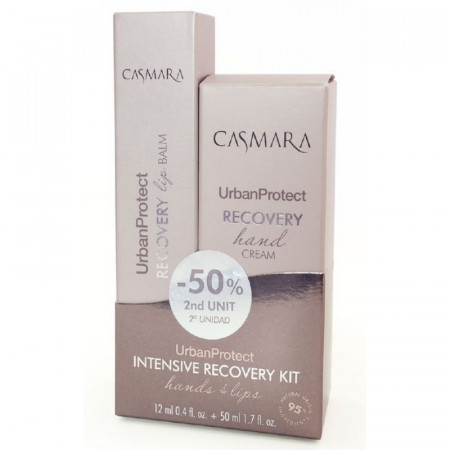 Casmara UrbanProtect Intensive Recovery Kit Hands & Lips – rinkinys rankų ir lūpų priežiūrai – rankų kremas, 50 ml, lūpų balzamas, 12 ml